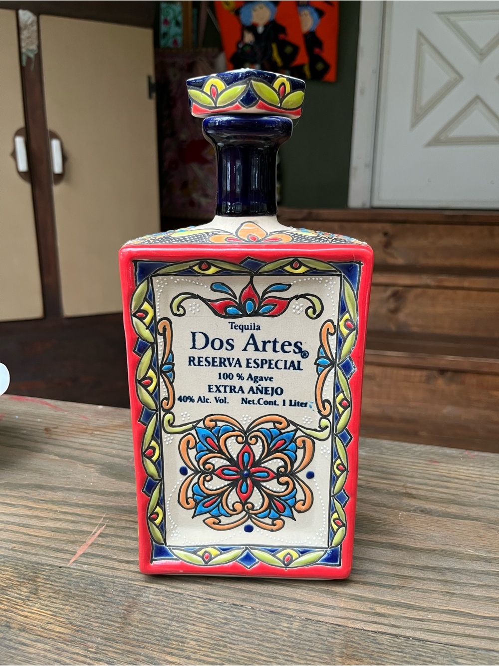 EMPTY Dos Artes tequila bottle